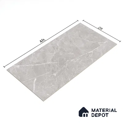 Marble Tundra Grey Wall & Floor Tile TL 07135 Light Grey 4 ft x 2 ft Glossy Finish Vitrified Tile - 9 mm | 3 Random Designs | Suitable For Living Room, Bedroom, Dining