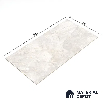 Marble Tundra Grey Wall & Floor Tile TL 07136 Light Grey 4 ft x 2 ft Glossy Finish Vitrified Tile - 9 mm | 3 Random Designs | Suitable For Living Room, Bedroom, Dining
