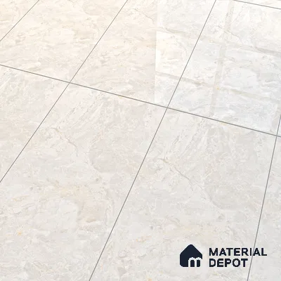 Marble Tundra Grey Wall & Floor Tile TL 07136 Light Grey 4 ft x 2 ft Glossy Finish Vitrified Tile - 9 mm | 3 Random Designs | Suitable For Living Room, Bedroom, Dining