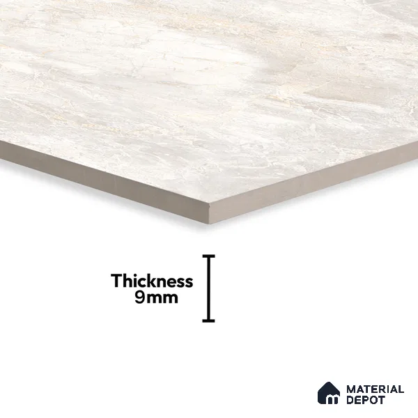 Marble Tundra Grey Wall & Floor Tile TL 07136 Light Grey 4 ft x 2 ft Glossy Finish Vitrified Tile - 9 mm | 3 Random Designs | Suitable For Living Room, Bedroom, Dining