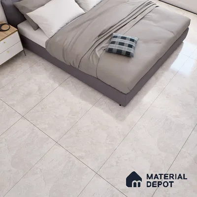 Marble Tundra Grey Wall & Floor Tile TL 07136 Light Grey 4 ft x 2 ft Glossy Finish Vitrified Tile - 9 mm | 3 Random Designs | Suitable For Living Room, Bedroom, Dining