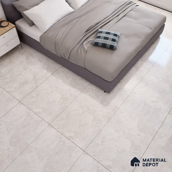 Marble Tundra Grey Wall & Floor Tile TL 07136 Light Grey 4 ft x 2 ft Glossy Finish Vitrified Tile - 9 mm | 3 Random Designs | Suitable For Living Room, Bedroom, Dining