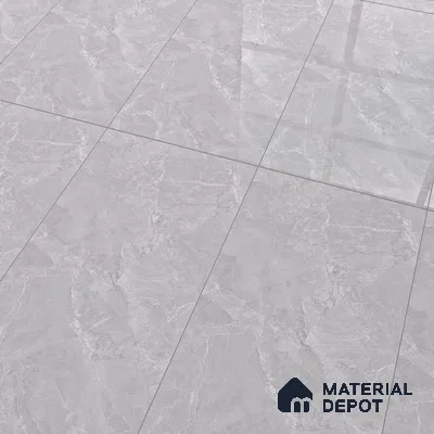 Marble Tundra Grey Wall & Floor Tile TL 07138 Light Grey 4 ft x 2 ft Glossy Finish Vitrified Tile - 9 mm | 4 Random Designs | Suitable For Living Room, Bedroom, Dining