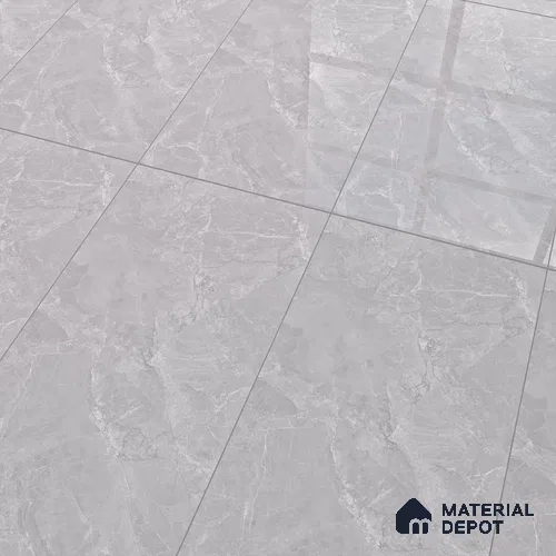 Marble Look Floor & Wall Tile TL 07138 Sumia Grey 4 ft x 2 ft Glossy Finish Vitrified Tile - 9 mm | 4 Random Design | Suitable For living Room, Bedroom, Bathroom | Random Designs