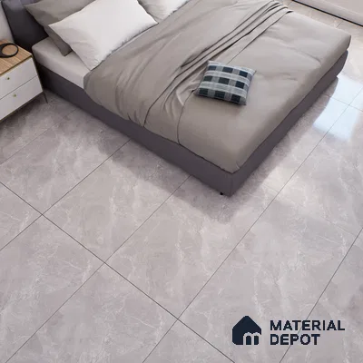 Marble Tundra Grey Wall & Floor Tile TL 07138 Light Grey 4 ft x 2 ft Glossy Finish Vitrified Tile - 9 mm | 4 Random Designs | Suitable For Living Room, Bedroom, Dining