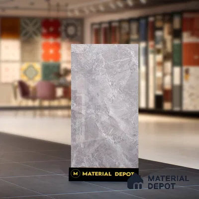 Marble Tundra Grey Wall & Floor Tile TL 07138 Light Grey 4 ft x 2 ft Glossy Finish Vitrified Tile - 9 mm | 4 Random Designs | Suitable For Living Room, Bedroom, Dining