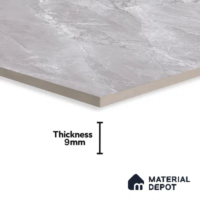 Marble Tundra Grey Wall & Floor Tile TL 07138 Light Grey 4 ft x 2 ft Glossy Finish Vitrified Tile - 9 mm | 4 Random Designs | Suitable For Living Room, Bedroom, Dining