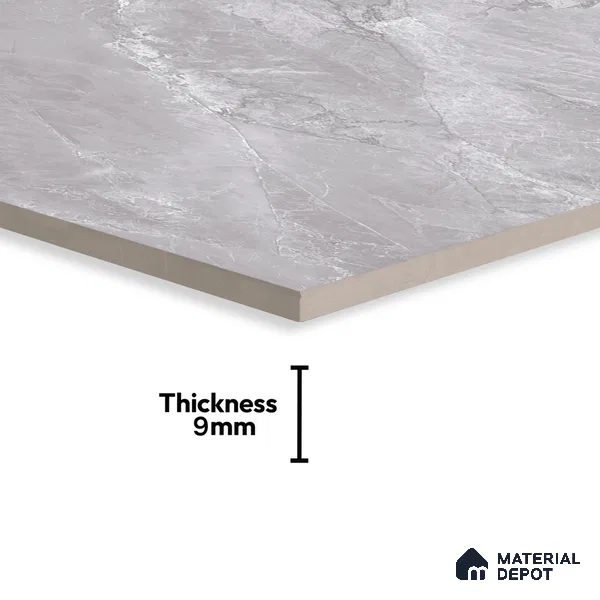 Marble Tundra Grey Wall & Floor Tile TL 07138 Light Grey 4 ft x 2 ft Glossy Finish Vitrified Tile - 9 mm | 4 Random Designs | Suitable For Living Room, Bedroom, Dining