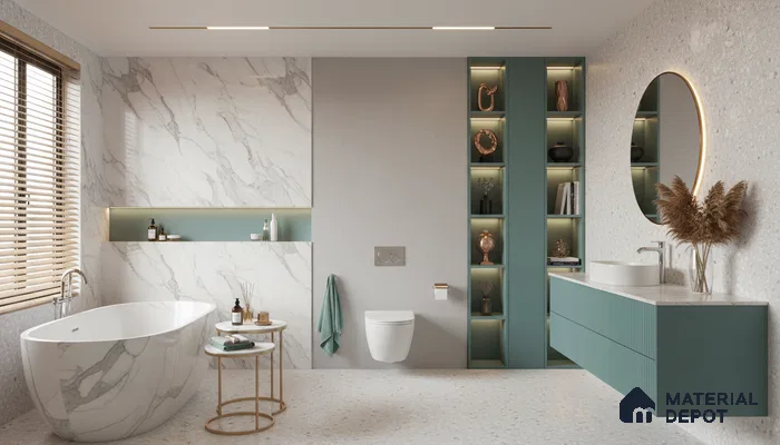 Terrazzo Floor & Wall Tile TL 07139 Arizon Bianco 4 ft x 2 ft Matte Finish Vitrified Tile - 9 mm | 4 Random Design | Suitable For living Room, Bedroom, Bathroom (Sample)