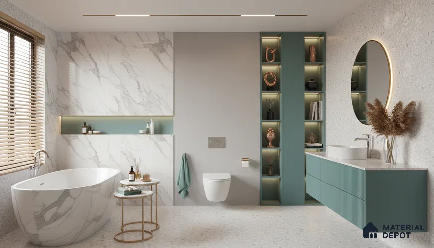Terrazzo Floor & Wall Tile TL 07139 Arizon Bianco 4 ft x 2 ft Matte Finish Vitrified Tile - 9 mm | 4 Random Design | Suitable For living Room, Bedroom, Bathroom | Random Designs