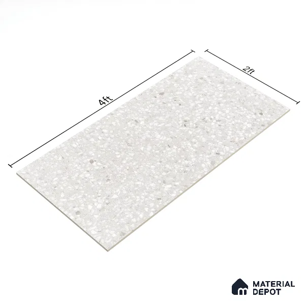 Terrazzo Floor & Wall Tile TL 07139 Arizon Bianco 4 ft x 2 ft Matte Finish Vitrified Tile - 9 mm | 4 Random Design | Suitable For living Room, Bedroom, Bathroom | Random Designs