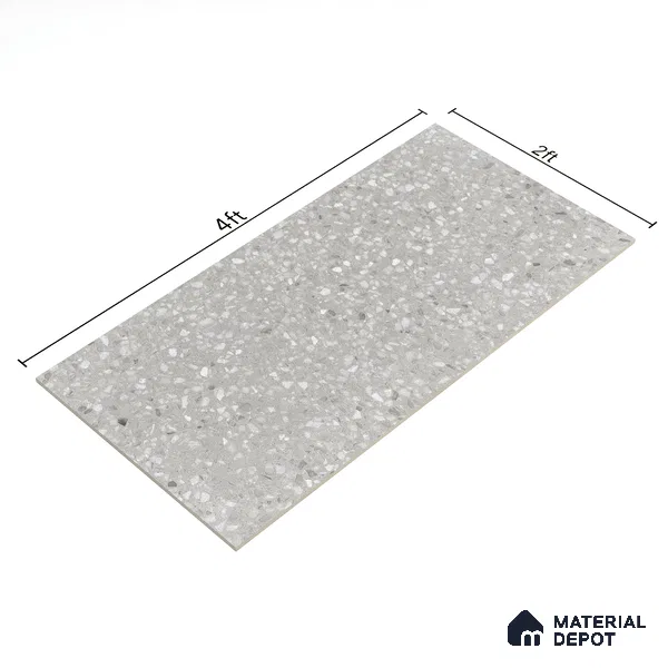 Terrazzo Floor & Wall Tile TL 07140 Arizon Grey 4 ft x 2 ft Matte Finish Vitrified Tile - 9 mm | 4 Random Design | Suitable For living Room, Bedroom, Bathroom | Random Designs