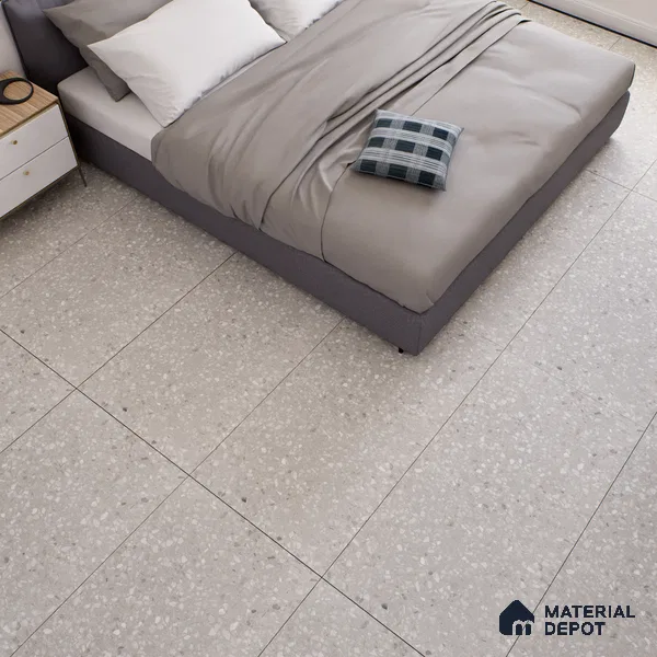 Terrazzo Floor & Wall Tile TL 07140 Arizon Grey 4 ft x 2 ft Matte Finish Vitrified Tile - 9 mm | 4 Random Design | Suitable For living Room, Bedroom, Bathroom | Random Designs