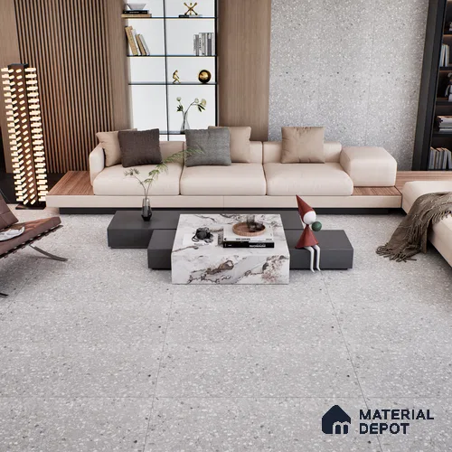 Terrazzo Floor & Wall Tile TL 07140 Arizon Grey 4 ft x 2 ft Matte Finish Vitrified Tile - 9 mm | 4 Random Design | Suitable For living Room, Bedroom, Bathroom | Random Designs