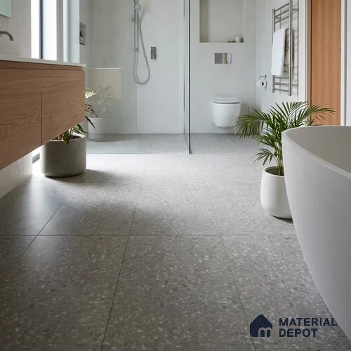 Terrazzo Floor & Wall Tile TL 07140 Arizon Grey 4 ft x 2 ft Matte Finish Vitrified Tile - 9 mm | 4 Random Design | Suitable For living Room, Bedroom, Bathroom | Random Designs