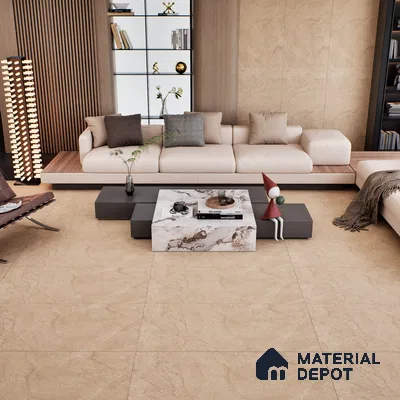 Marble Crema Marfil Wall & Floor Tile TL 07141 Taupe Beige 4 ft x 2 ft Matte Finish Vitrified Tile - 9 mm | 4 Random Designs | Suitable For Living Room, Bedroom, Kitchen