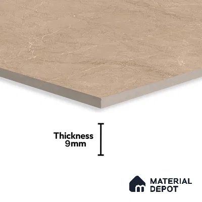 Marble Crema Marfil Wall & Floor Tile TL 07141 Taupe Beige 4 ft x 2 ft Matte Finish Vitrified Tile - 9 mm | 4 Random Designs | Suitable For Living Room, Bedroom, Kitchen