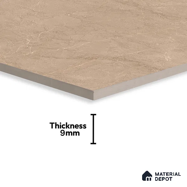 Marble Crema Marfil Wall & Floor Tile TL 07141 Taupe Beige 4 ft x 2 ft Matte Finish Vitrified Tile - 9 mm | 4 Random Designs | Suitable For Living Room, Bedroom, Kitchen