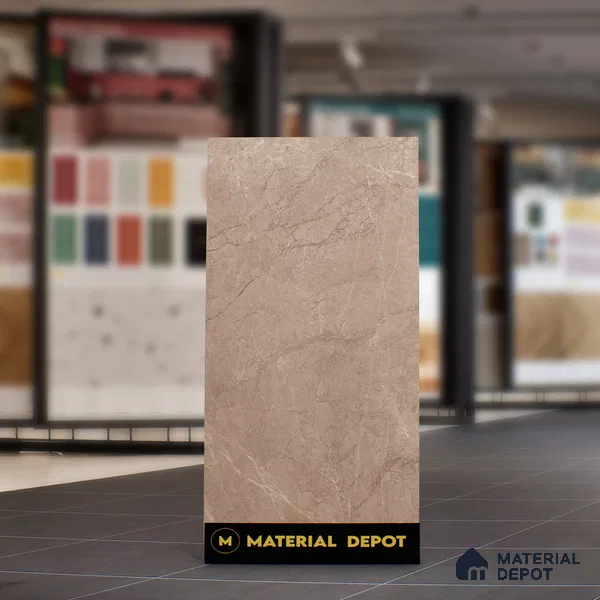 Marble Crema Marfil Wall & Floor Tile TL 07141 Taupe Beige 4 ft x 2 ft Matte Finish Vitrified Tile - 9 mm | 4 Random Designs | Suitable For Living Room, Bedroom, Kitchen