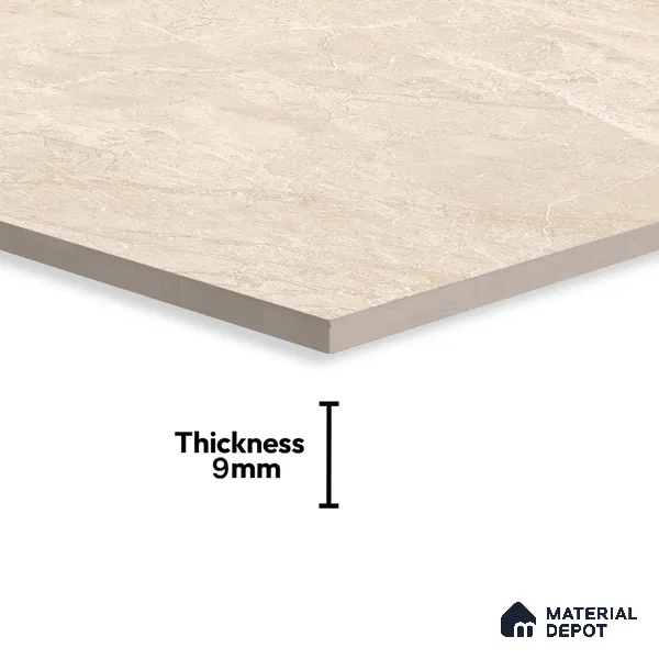 Marble Crema Marfil Wall & Floor Tile TL 07143 Sand Beige 4 ft x 2 ft Matte Finish Vitrified Tile - 9 mm | 4 Random Designs | Suitable For Living Room, Bedroom, Kitchen