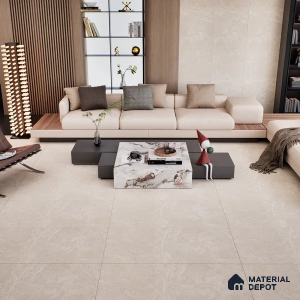 Marble Crema Marfil Wall & Floor Tile TL 07143 Sand Beige 4 ft x 2 ft Matte Finish Vitrified Tile - 9 mm | 4 Random Designs | Suitable For Living Room, Bedroom, Kitchen