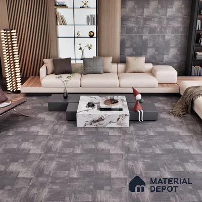Cement Floor & Wall Tile TL 07150 Fabien Nero 4 ft x 2 ft Matte Finish Vitrified Tile - 9 mm | 3 Random Design | Suitable For living Room, Bedroom, Bathroom | Random Designs