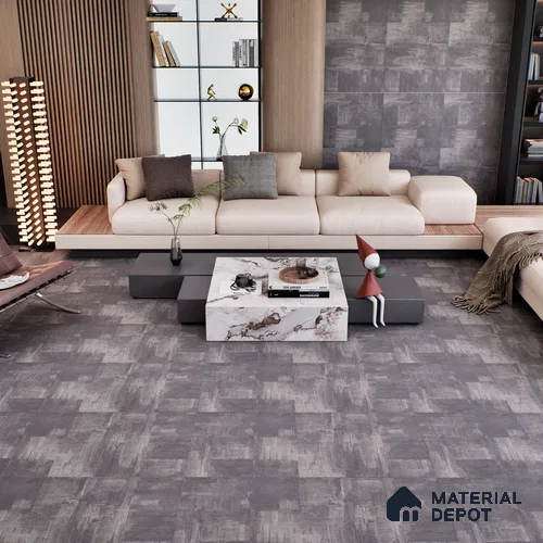 Cement Floor & Wall Tile TL 07150 Fabien Nero 4 ft x 2 ft Matte Finish Vitrified Tile - 9 mm | 3 Random Design | Suitable For living Room, Bedroom, Bathroom | Random Designs
