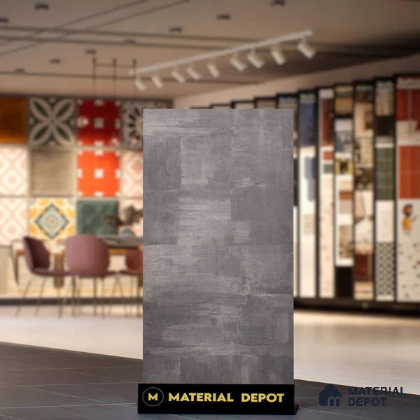Cement Floor & Wall Tile TL 07150 Fabien Nero 4 ft x 2 ft Matte Finish Vitrified Tile - 9 mm | 3 Random Design | Suitable For living Room, Bedroom, Bathroom | Random Designs