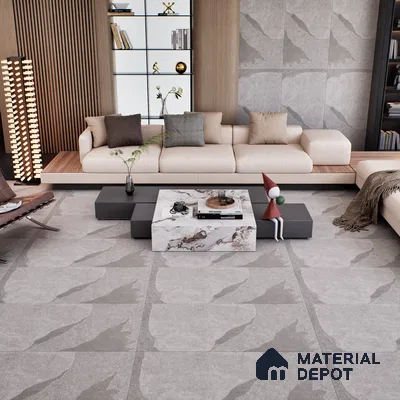 Stone Floor & Wall Tile TL 07153 Forenza Grey 4 ft x 2 ft Matte Finish Vitrified Tile - 9 mm | 4 Random Design | Suitable For living Room, Bedroom, Bathroom