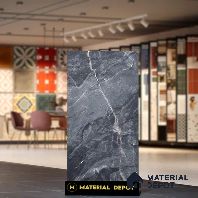 Marble Fior di Bosco Wall & Floor Tile TL 07154 Slate Grey 4 ft x 2 ft Matte Finish Vitrified Tile - 9 mm | 4 Random Designs | Suitable For Living Room, Bedroom, Kitchen