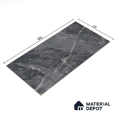 Marble Fior di Bosco Wall & Floor Tile TL 07154 Slate Grey 4 ft x 2 ft Matte Finish Vitrified Tile - 9 mm | 4 Random Designs | Suitable For Living Room, Bedroom, Kitchen