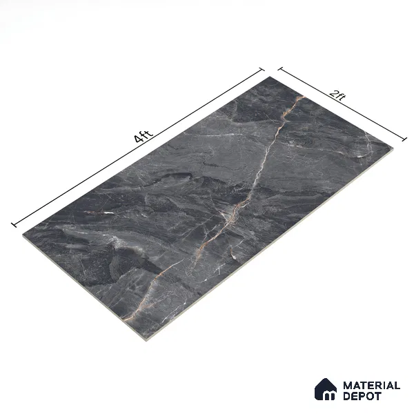 Marble Fior di Bosco Wall & Floor Tile TL 07154 Slate Grey 4 ft x 2 ft Matte Finish Vitrified Tile - 9 mm | 4 Random Designs | Suitable For Living Room, Bedroom, Kitchen