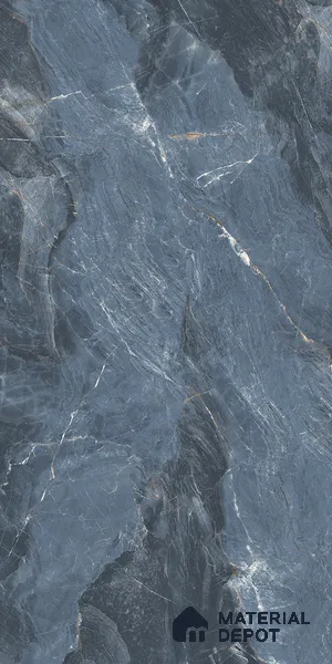 Marble Bardiglio Wall & Floor Tile TL 07155 Steel Blue 4 ft x 2 ft Matte Finish Vitrified Tile - 9 mm | 4 Random Designs | Suitable For Living Room, Bedroom, Kitchen