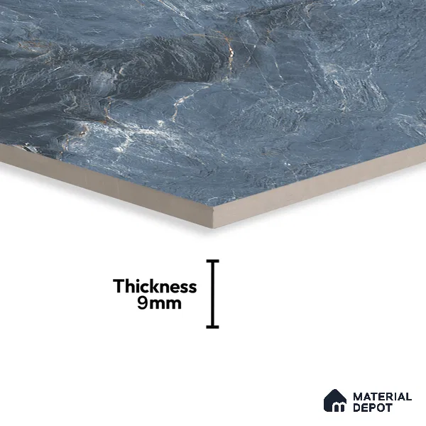 Marble Bardiglio Wall & Floor Tile TL 07155 Steel Blue 4 ft x 2 ft Matte Finish Vitrified Tile - 9 mm | 4 Random Designs | Suitable For Living Room, Bedroom, Kitchen