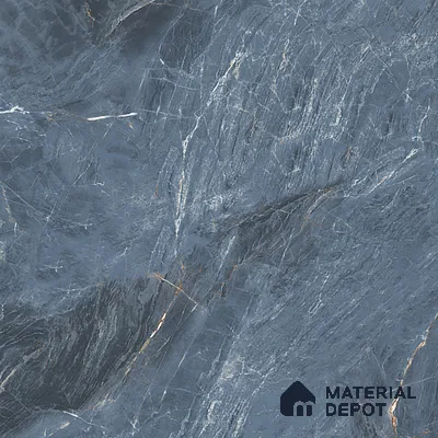 Marble Bardiglio Wall & Floor Tile TL 07155 Steel Blue 4 ft x 2 ft Matte Finish Vitrified Tile - 9 mm | 4 Random Designs | Suitable For Living Room, Bedroom, Kitchen