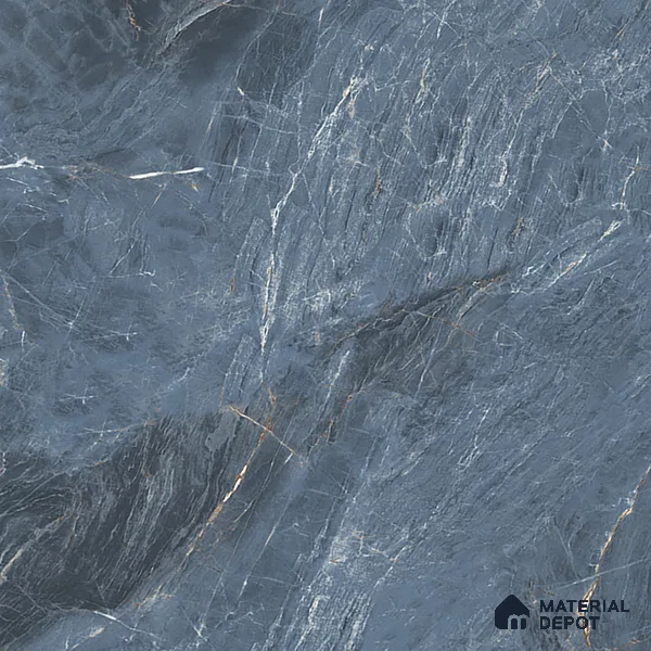 Marble Bardiglio Wall & Floor Tile TL 07155 Steel Blue 4 ft x 2 ft Matte Finish Vitrified Tile - 9 mm | 4 Random Designs | Suitable For Living Room, Bedroom, Kitchen