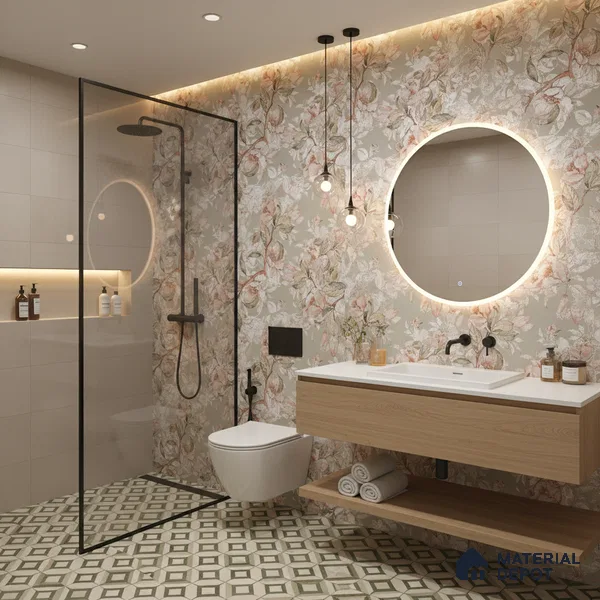 Floral Wall Tile TL 07156 Evolution Pista Decor 4 ft x 2 ft Matte Finish Vitrified Tile - 9 mm | 4 Random Design | Suitable For Living Room, Bedroom, Bathroom (Sample)