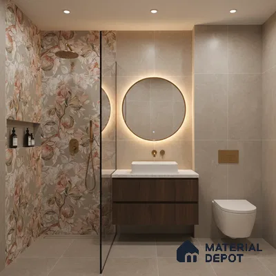 Floral Wall Tile TL 07156 Evolution Pista Decor 4 ft x 2 ft Matte Finish Vitrified Tile - 9 mm | 4 Random Design | Suitable For Living Room, Bedroom, Bathroom (Sample)