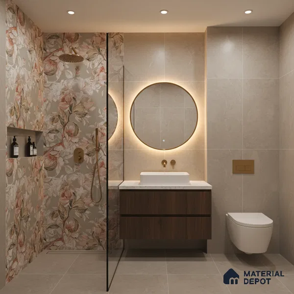 Floral Wall Tile TL 07156 Evolution Pista Decor 4 ft x 2 ft Matte Finish Vitrified Tile - 9 mm | 4 Random Design | Suitable For Living Room, Bedroom, Bathroom (Sample)