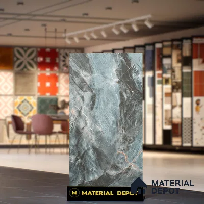 Marble Onyx Wall & Floor Tile TL 07157 Dusty Teal 4 ft x 2 ft Matte Finish Vitrified Tile - 9 mm | 4 Random Designs | Suitable For Living Room, Bedroom, Kitchen