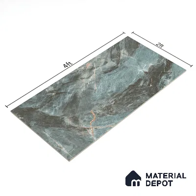 Marble Onyx Wall & Floor Tile TL 07157 Dusty Teal 4 ft x 2 ft Matte Finish Vitrified Tile - 9 mm | 4 Random Designs | Suitable For Living Room, Bedroom, Kitchen