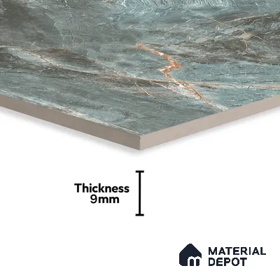 Marble Onyx Wall & Floor Tile TL 07157 Dusty Teal 4 ft x 2 ft Matte Finish Vitrified Tile - 9 mm | 4 Random Designs | Suitable For Living Room, Bedroom, Kitchen