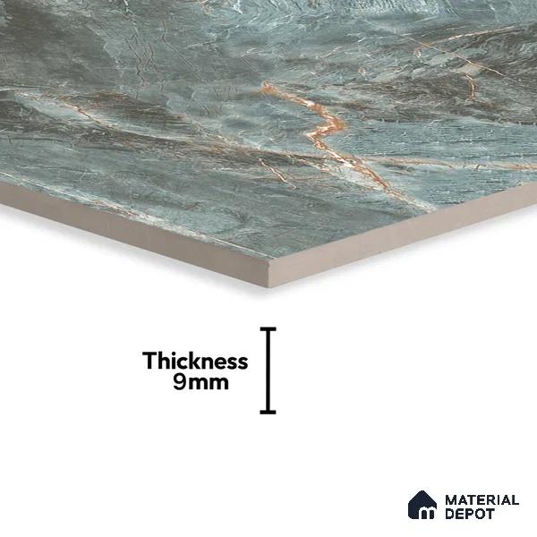 Marble Onyx Wall & Floor Tile TL 07157 Dusty Teal 4 ft x 2 ft Matte Finish Vitrified Tile - 9 mm | 4 Random Designs | Suitable For Living Room, Bedroom, Kitchen