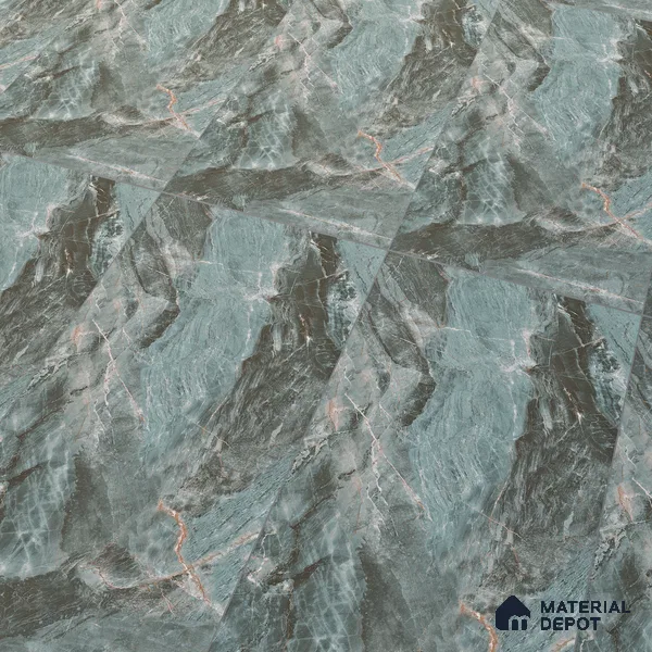 Marble Onyx Wall & Floor Tile TL 07157 Dusty Teal 4 ft x 2 ft Matte Finish Vitrified Tile - 9 mm | 4 Random Designs | Suitable For Living Room, Bedroom, Kitchen