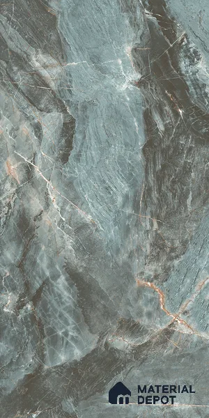Marble Onyx Wall & Floor Tile TL 07157 Dusty Teal 4 ft x 2 ft Matte Finish Vitrified Tile - 9 mm | 4 Random Designs | Suitable For Living Room, Bedroom, Kitchen