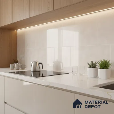 Plain Wall Tile TL 07164 Mood Off White 2 ft x 1 ft Ceramic Glossy Finish - 8 mm | Suitable For Kitchen & Bathroom