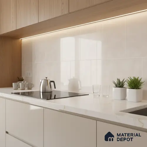 Highlighter Wall Tile TL 07164 R Mood Off White HL 2 ft x 1 ft Ceramic Glossy Finish - 8 mm | Suitable for Living Room, Kitchen & Bathroom