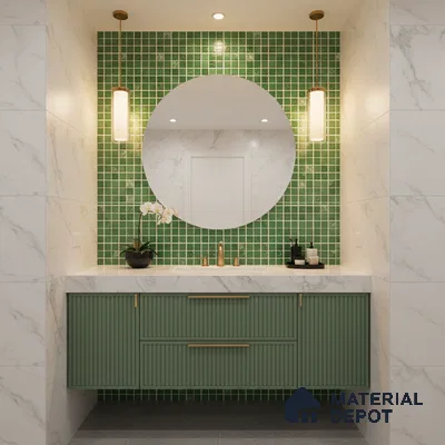 Mosaic Floor & Wall Tile TL 07168 Green 12 x 12 inch Glossy Finish Ceramic Tile - 9 mm