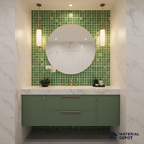 Mosaic Floor & Wall Tile TL 07168 Green 12 x 12 inch Glossy Finish Ceramic Tile - 9 mm