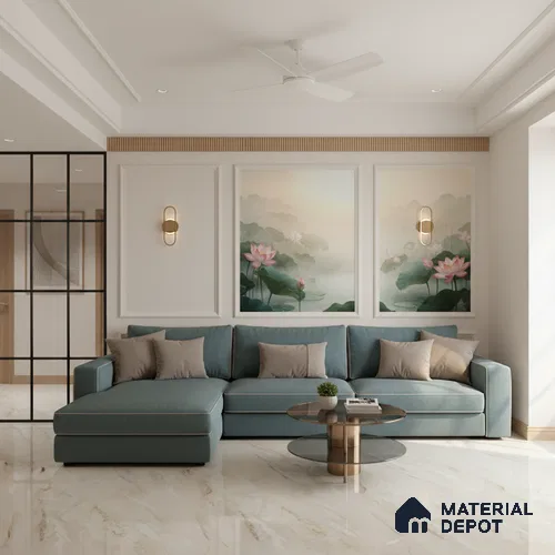 Marble Floor & Wall Tile TL 07169 C Magnetic 6 ft x 4 ft Glossy Finish Vitrified Tile - 9 mm | Suitable For living Room, Bedroom, Bathroom | Adhesive and Spacers Must be Used During Installation